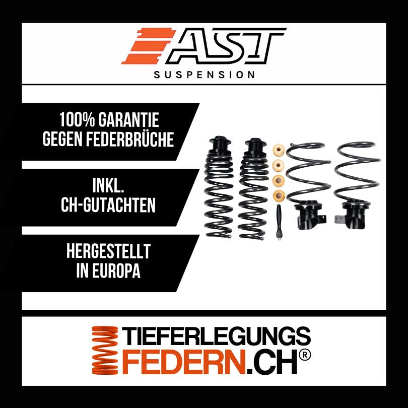 Ein Satz AST-Gewindefedern für dein BMW - M4 Convertible - F83 M4 - LCI - RWD als Produktbild. Die speziell gefertigten AST-Gewindefedern sind aus hochwertigem Material hergestellt und dienen dazu, das Fahrzeugniveau zu senken und das Handling zu verbessern.